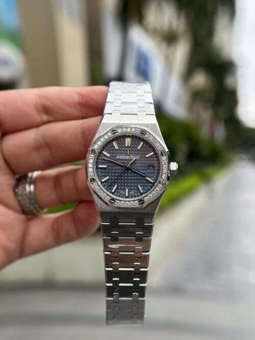 Audemars Piguet Royal Oak 34mm with Blue Dial and Metal Wire Bracelet